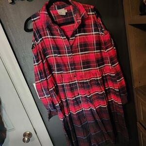 ASOS Curve Dip Dye Red and Blue Plaid Dress Cold Sholuder Size 20